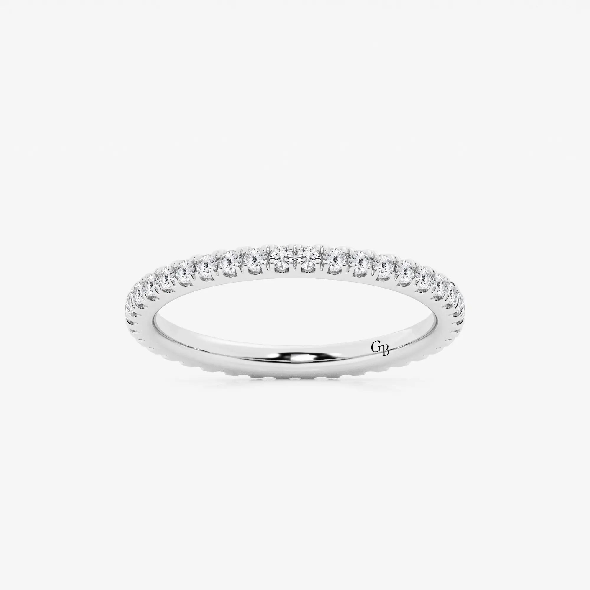 Classic Round Lab Grown Diamond Prong Set Wedding Band Ring in Solid Gold