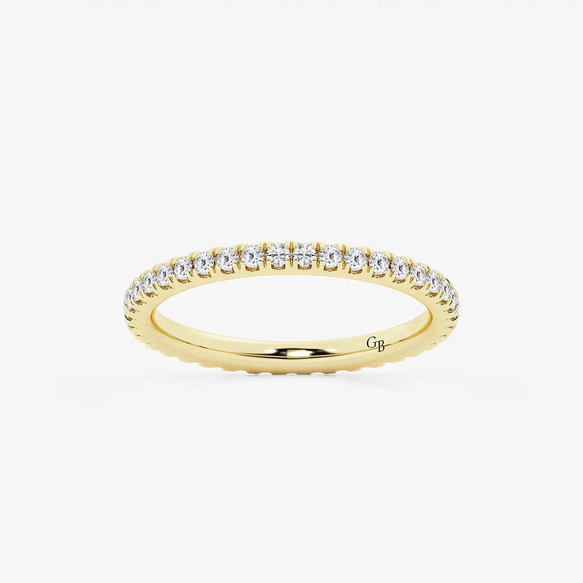 Classic Round Lab Grown Diamond Prong Set Wedding Band Ring in Solid Gold