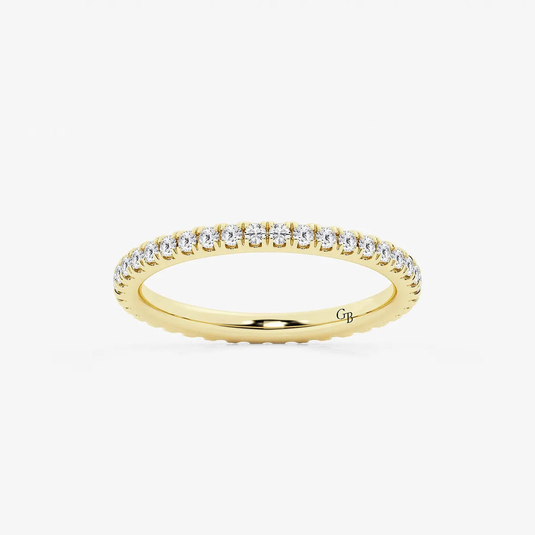 Classic Round Lab Grown Diamond Prong Set Wedding Band Ring in Solid Gold