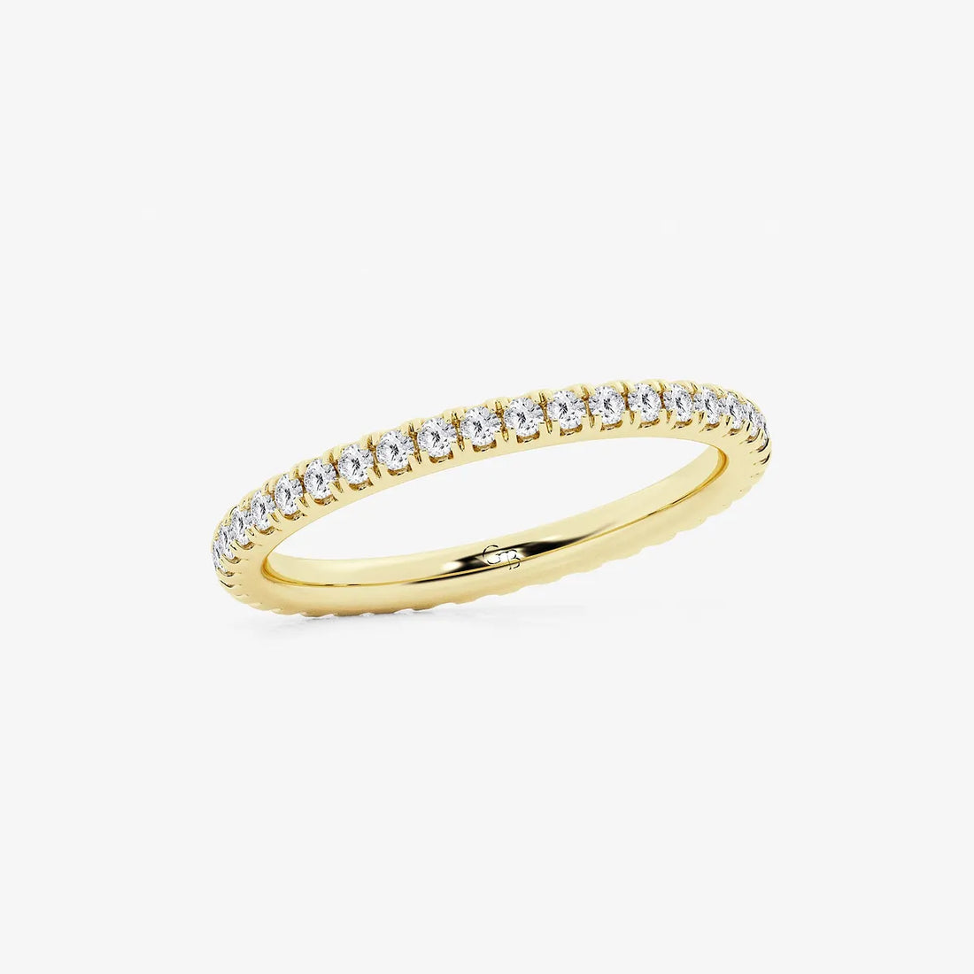 Classic Round Lab Grown Diamond Prong Set Wedding Band Ring in Solid Gold