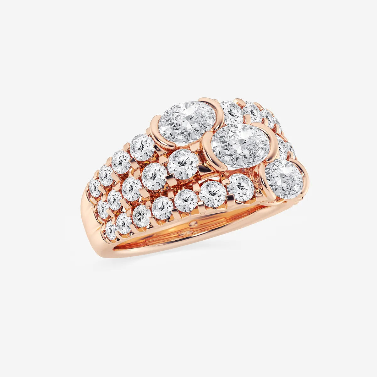 Triolisse Oval Lab-Grown Diamond Three Row Band
