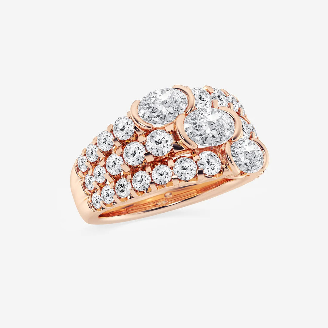 Triolisse Oval Lab-Grown Diamond Three Row Band