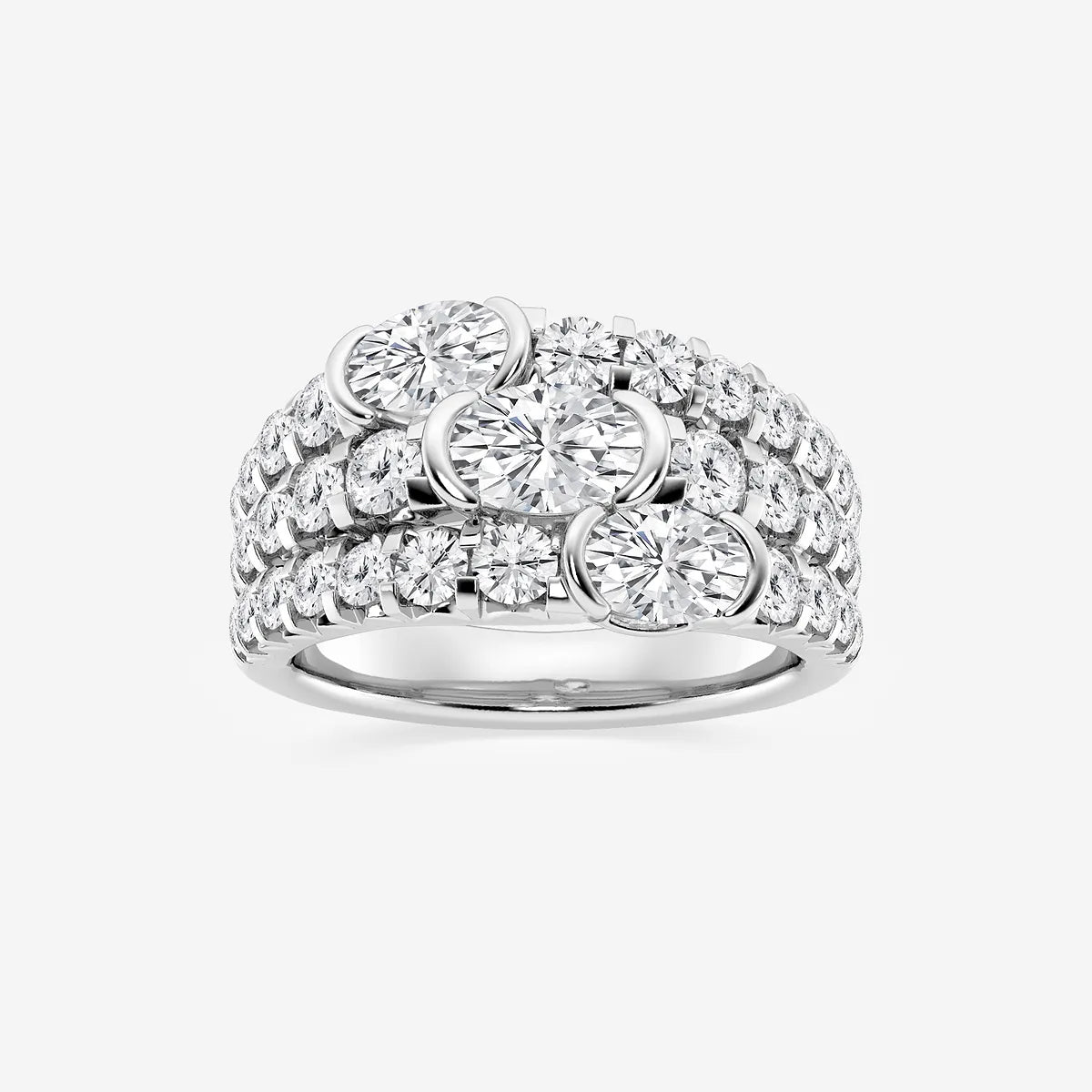 Triolisse Oval Lab-Grown Diamond Three Row Band