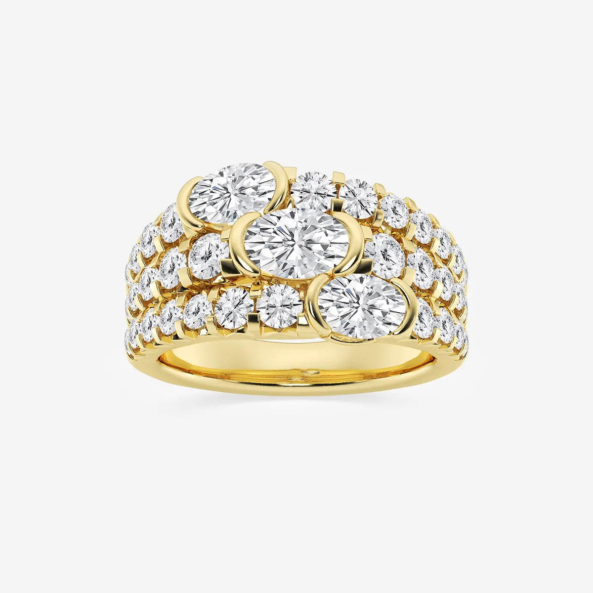 Triolisse Oval Lab-Grown Diamond Three Row Band