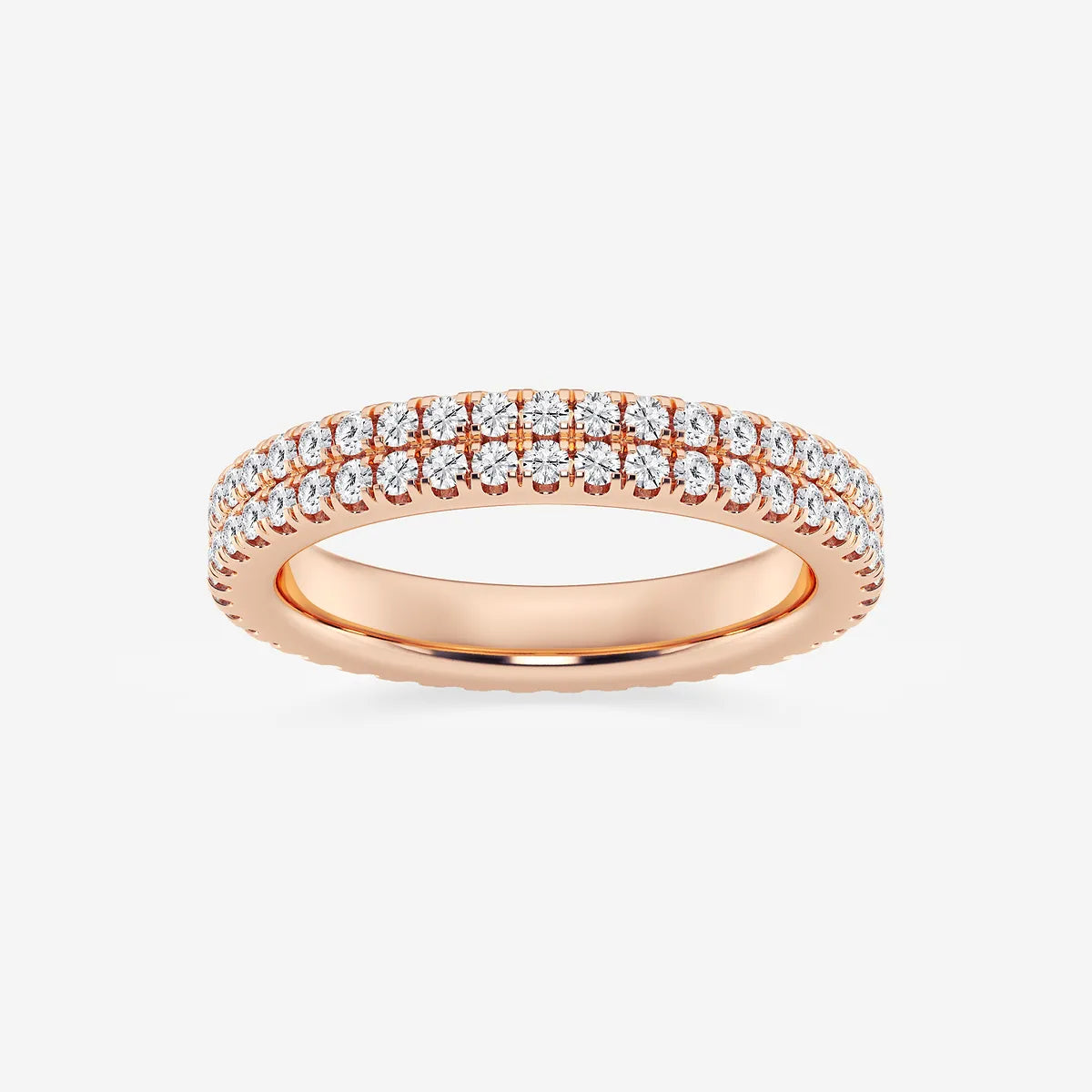 Petaluxe Round Lab-Grown Diamond Petite Two-Row Micro Pavé Eternity Band