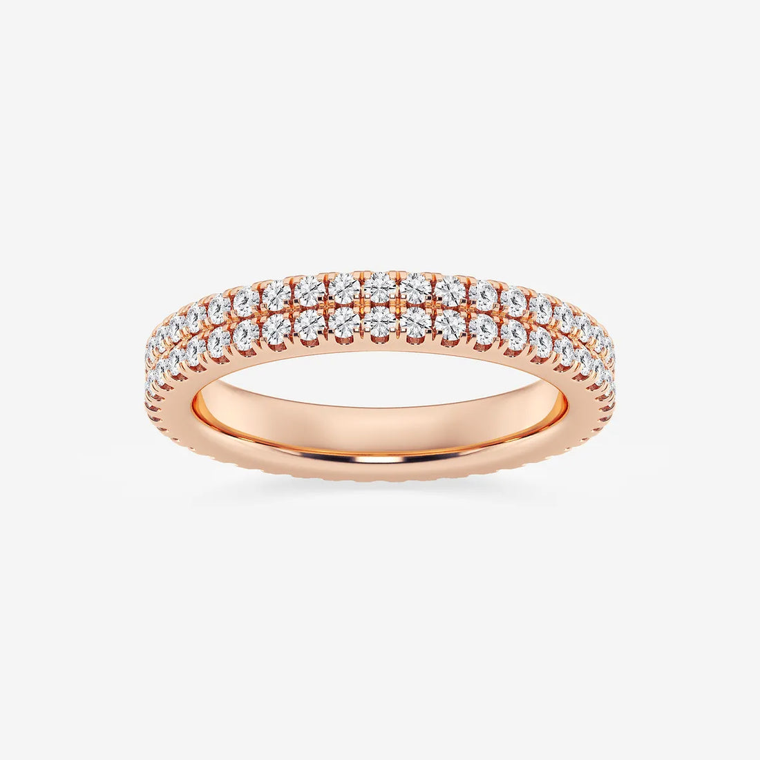 Petaluxe Round Lab-Grown Diamond Petite Two-Row Micro Pavé Eternity Band