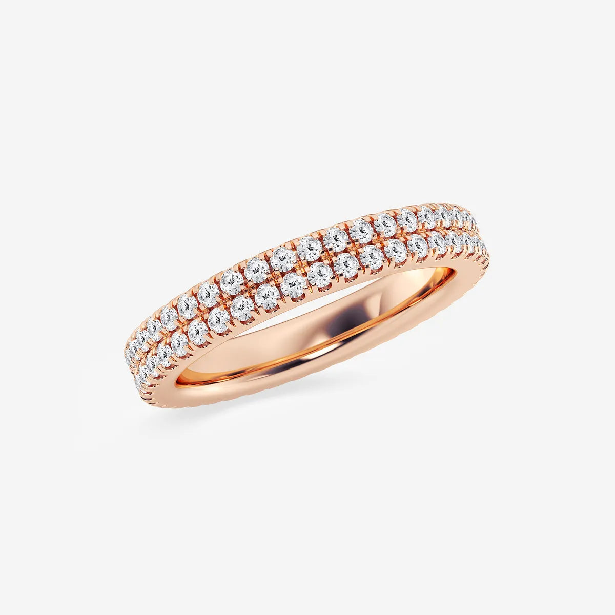 Petaluxe Round Lab-Grown Diamond Petite Two-Row Micro Pavé Eternity Band