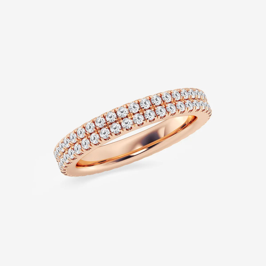 Petaluxe Round Lab-Grown Diamond Petite Two-Row Micro Pavé Eternity Band