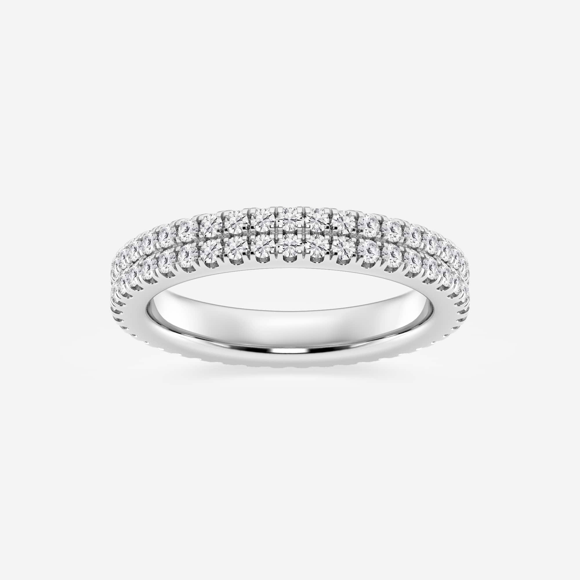 Petaluxe Round Lab-Grown Diamond Petite Two-Row Micro Pavé Eternity Band