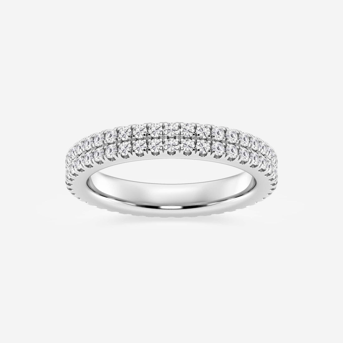 Petaluxe Round Lab-Grown Diamond Petite Two-Row Micro Pavé Eternity Band