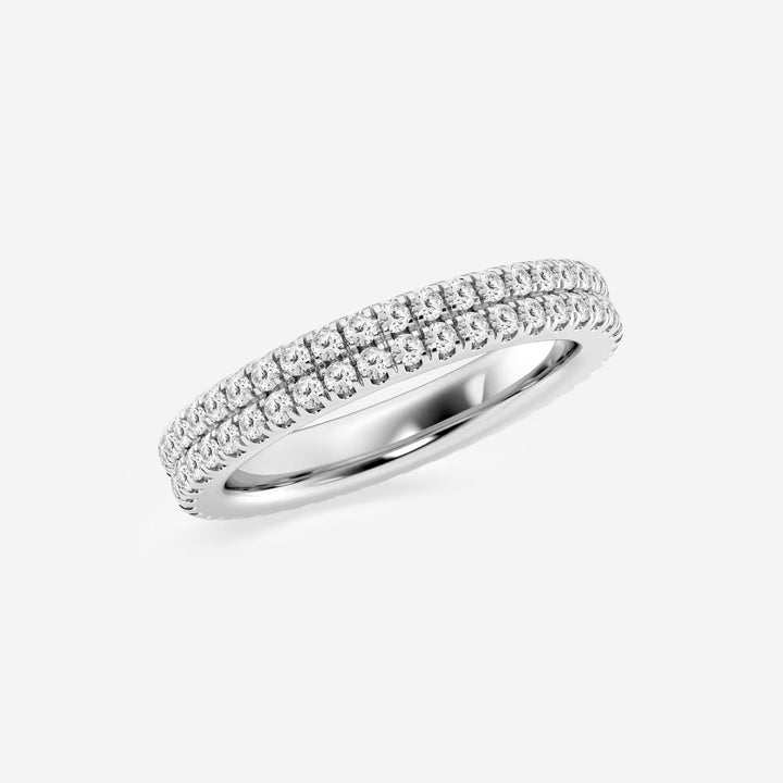 Petaluxe Round Lab-Grown Diamond Petite Two-Row Micro Pavé Eternity Band