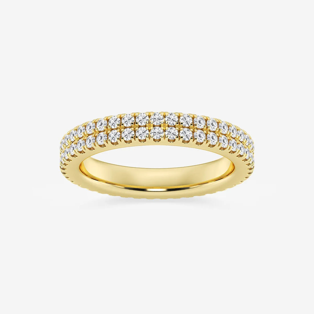 Petaluxe Round Lab-Grown Diamond Petite Two-Row Micro Pavé Eternity Band