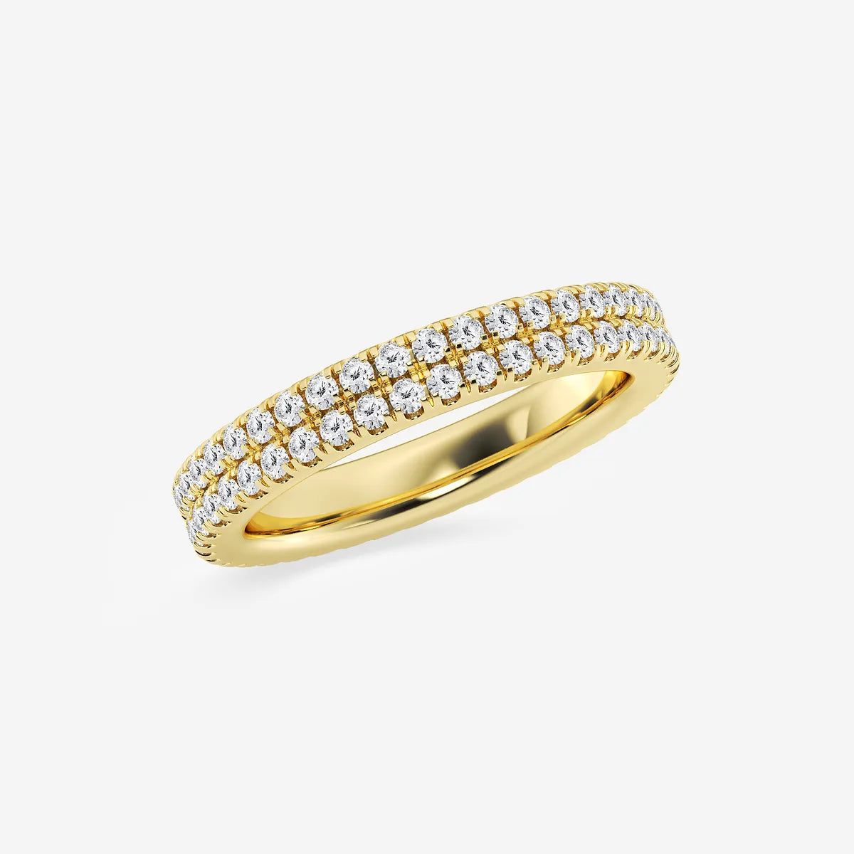 Petaluxe Round Lab-Grown Diamond Petite Two-Row Micro Pavé Eternity Band