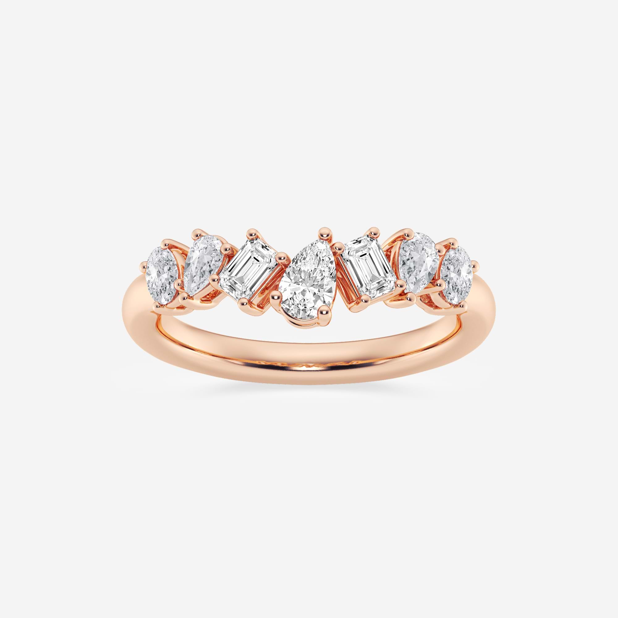 Multi Shape Lab Grown Diamond Contour Band with Pear, Oval and Emerald Cuts