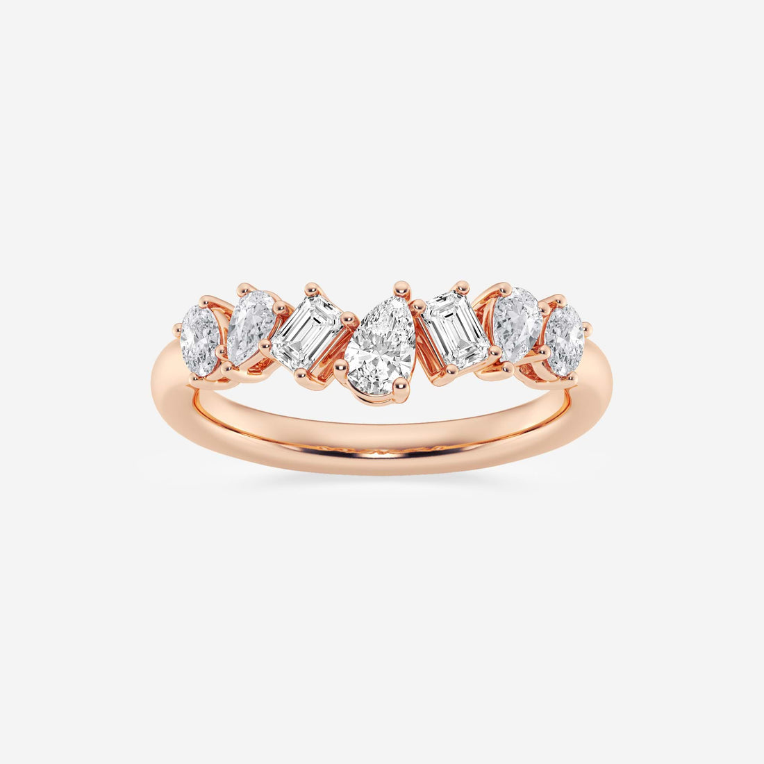 Multi Shape Lab Grown Diamond Contour Band with Pear, Oval and Emerald Cuts
