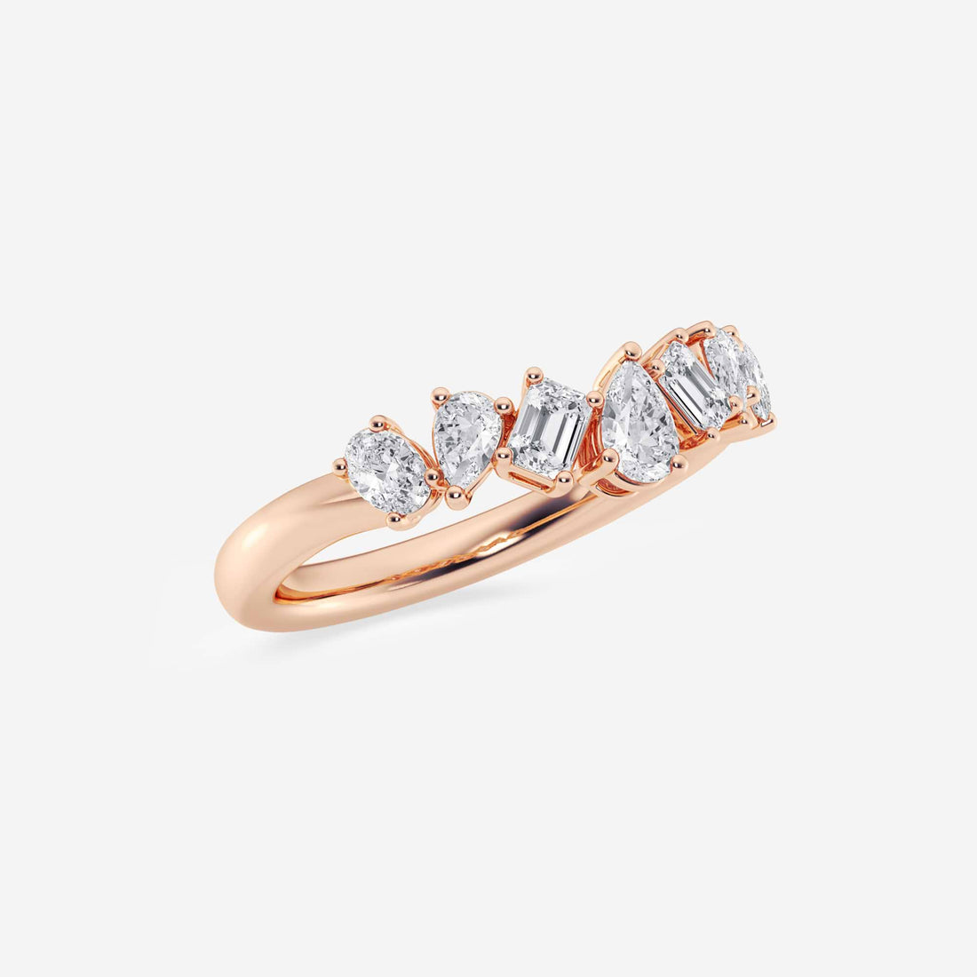 Multi Shape Lab Grown Diamond Contour Band with Pear, Oval and Emerald Cuts