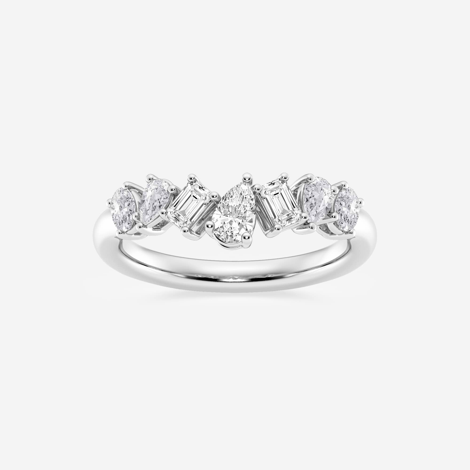 Multi Shape Lab Grown Diamond Contour Band with Pear, Oval and Emerald Cuts