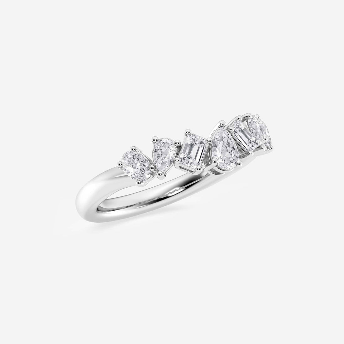 Multi Shape Lab Grown Diamond Contour Band with Pear, Oval and Emerald Cuts