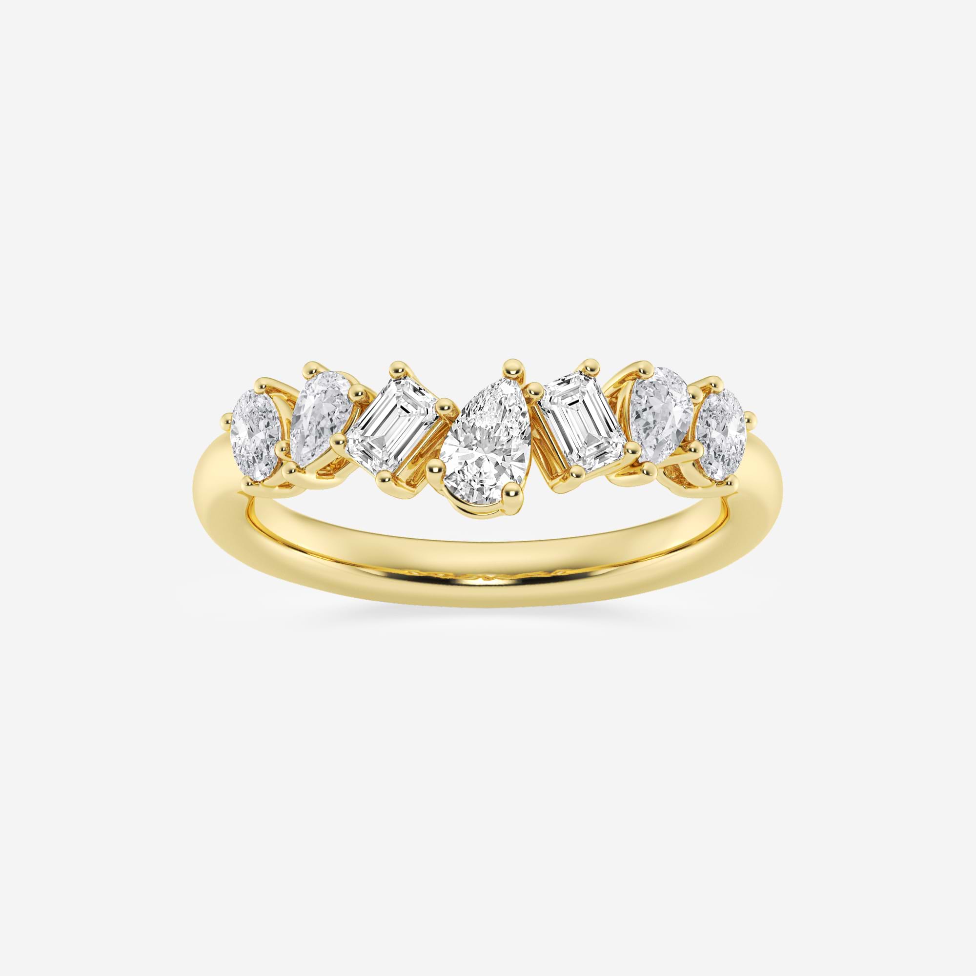 Multi Shape Lab Grown Diamond Contour Band with Pear, Oval and Emerald Cuts