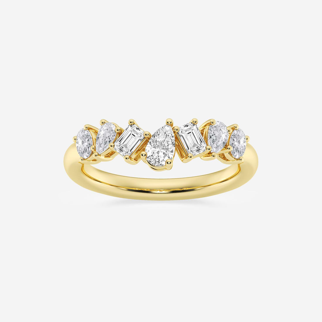 Multi Shape Lab Grown Diamond Contour Band with Pear, Oval and Emerald Cuts