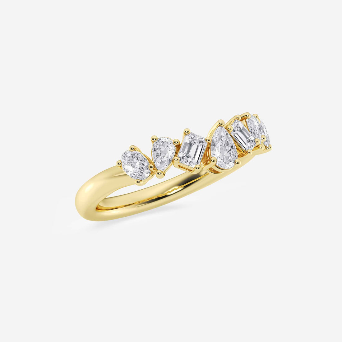Multi Shape Lab Grown Diamond Contour Band with Pear, Oval and Emerald Cuts