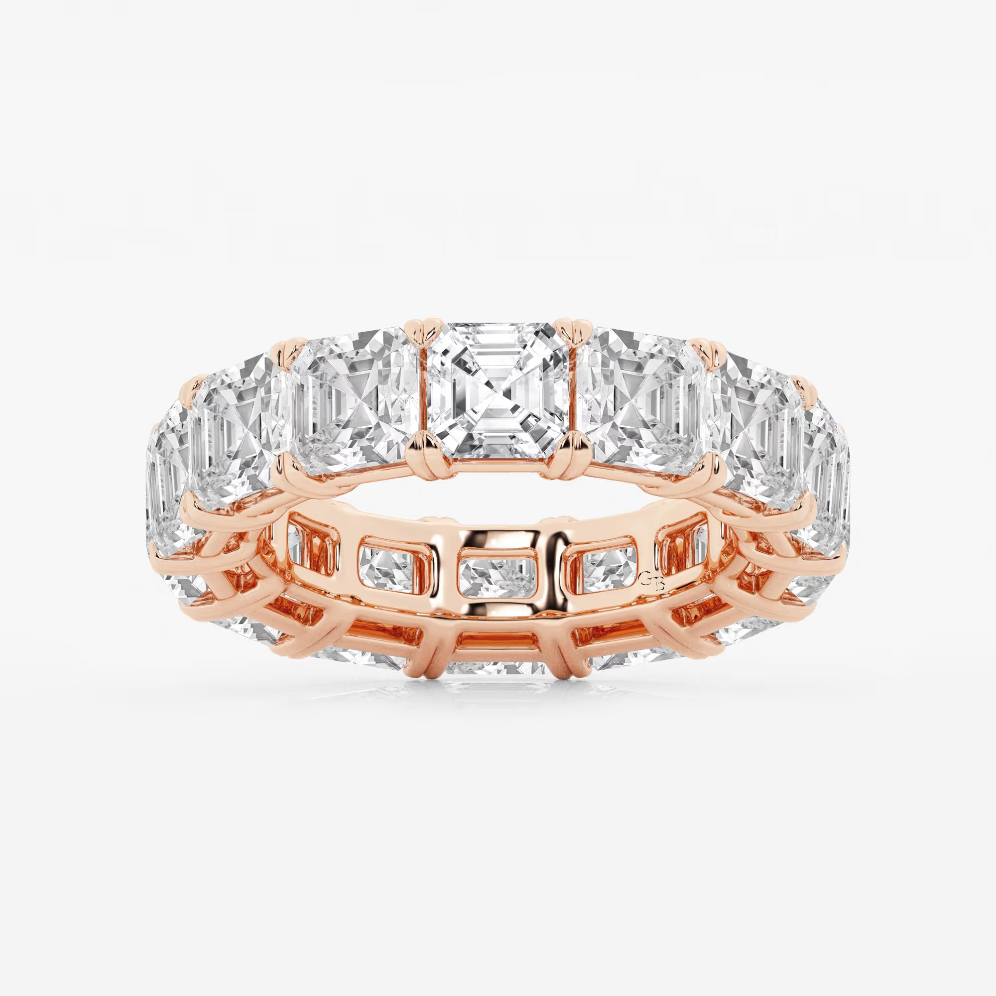 Luxe Asscher Cut Lab Grown Diamond Eternity Band Ring in Solid Gold