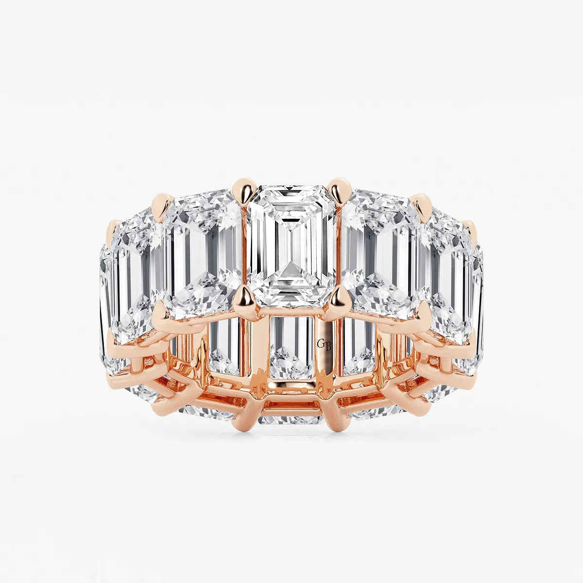 Luxe Emerald Cut Lab Grown Diamond Eternity Band Ring in Solid Gold
