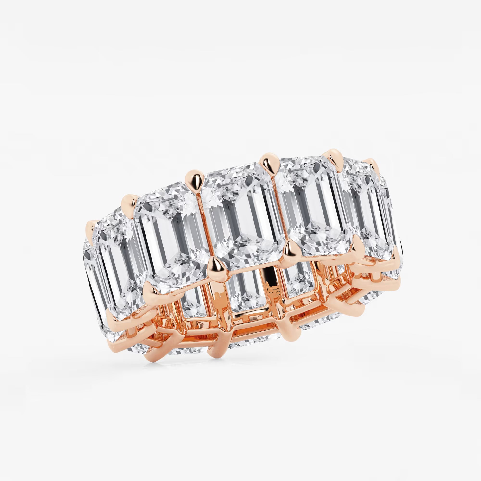 Luxe Emerald Cut Lab Grown Diamond Eternity Band Ring in Solid Gold