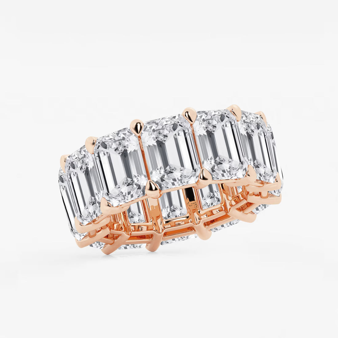Luxe Emerald Cut Lab Grown Diamond Eternity Band Ring in Solid Gold