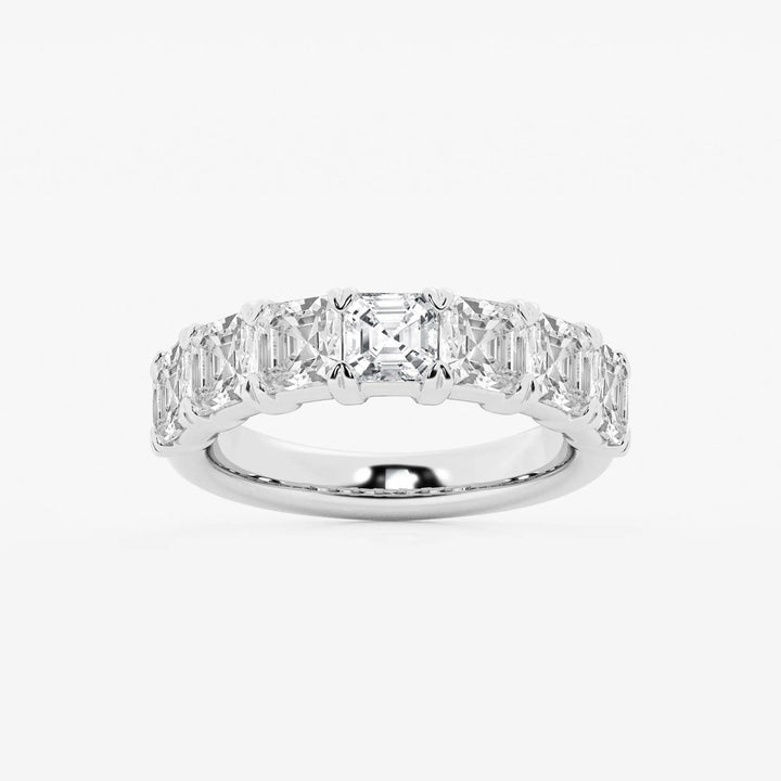 Classic Asscher Cut Lab Grown Diamond Seven Stone Anniversary Band in Solid Gold