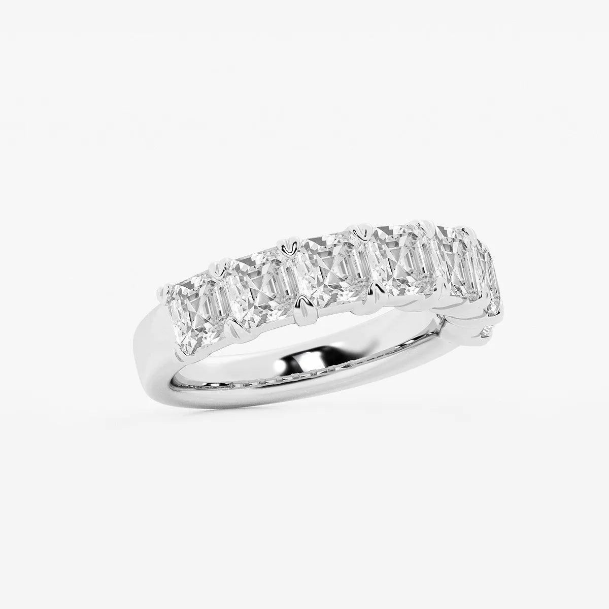Classic Asscher Cut Lab Grown Diamond Seven Stone Anniversary Band in Solid Gold