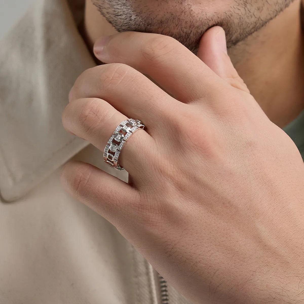 Vertex Princess Cut Lab-Grown Diamond Modern Bezel Wedding Band