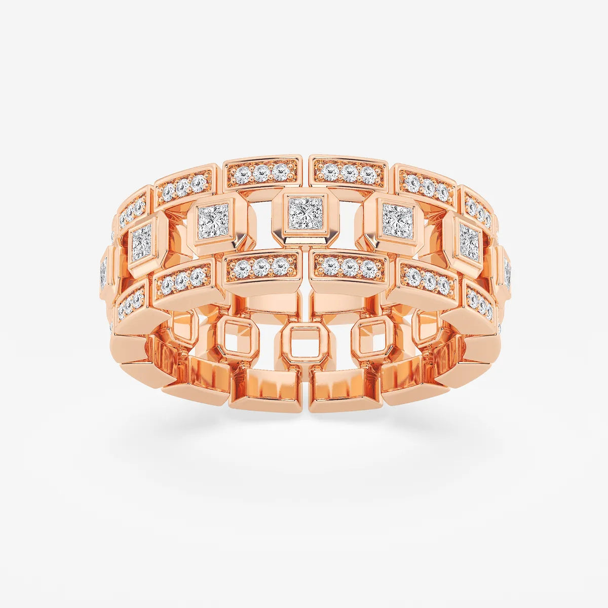 Vertex Princess Cut Lab-Grown Diamond Modern Bezel Wedding Band