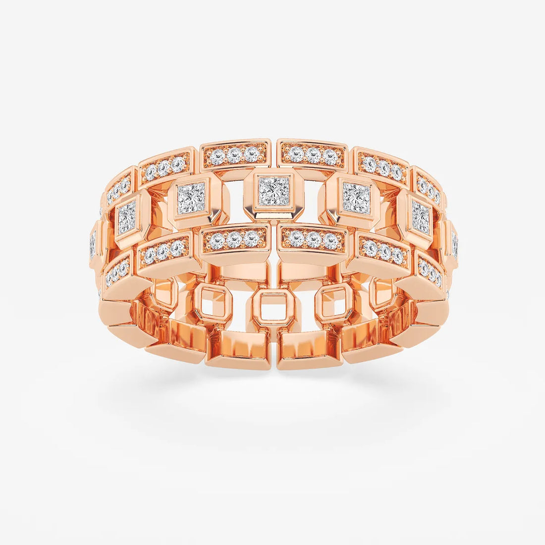 Vertex Princess Cut Lab-Grown Diamond Modern Bezel Wedding Band