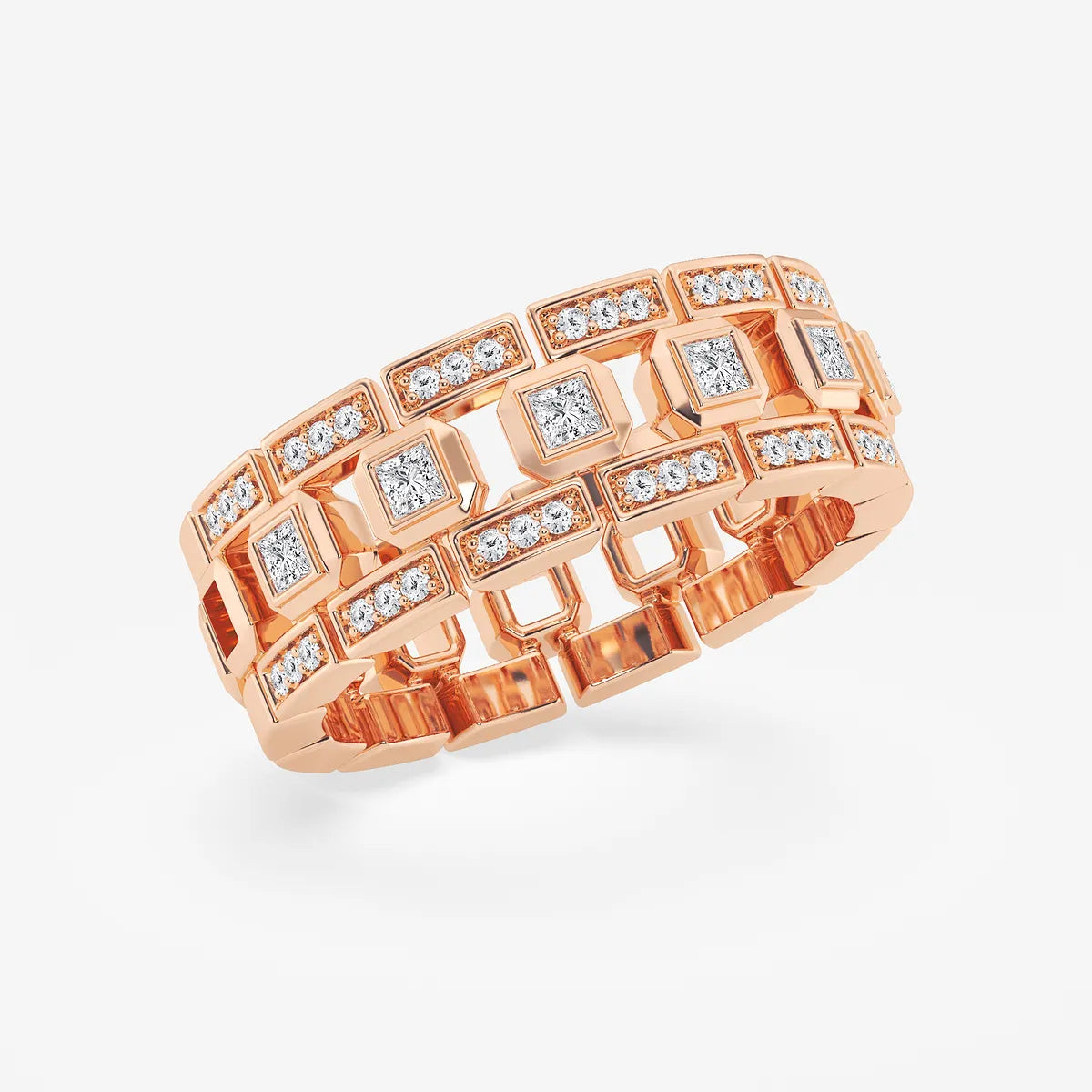 Vertex Princess Cut Lab-Grown Diamond Modern Bezel Wedding Band
