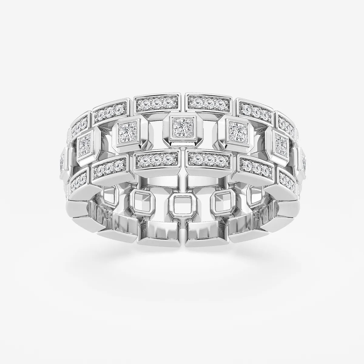 Vertex Princess Cut Lab-Grown Diamond Modern Bezel Wedding Band