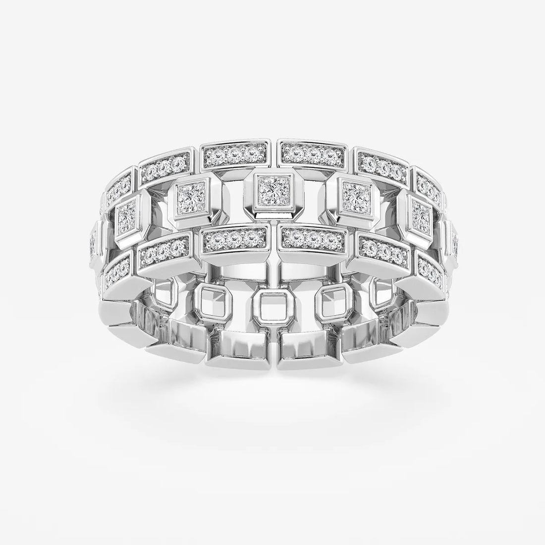 Vertex Princess Cut Lab-Grown Diamond Modern Bezel Wedding Band