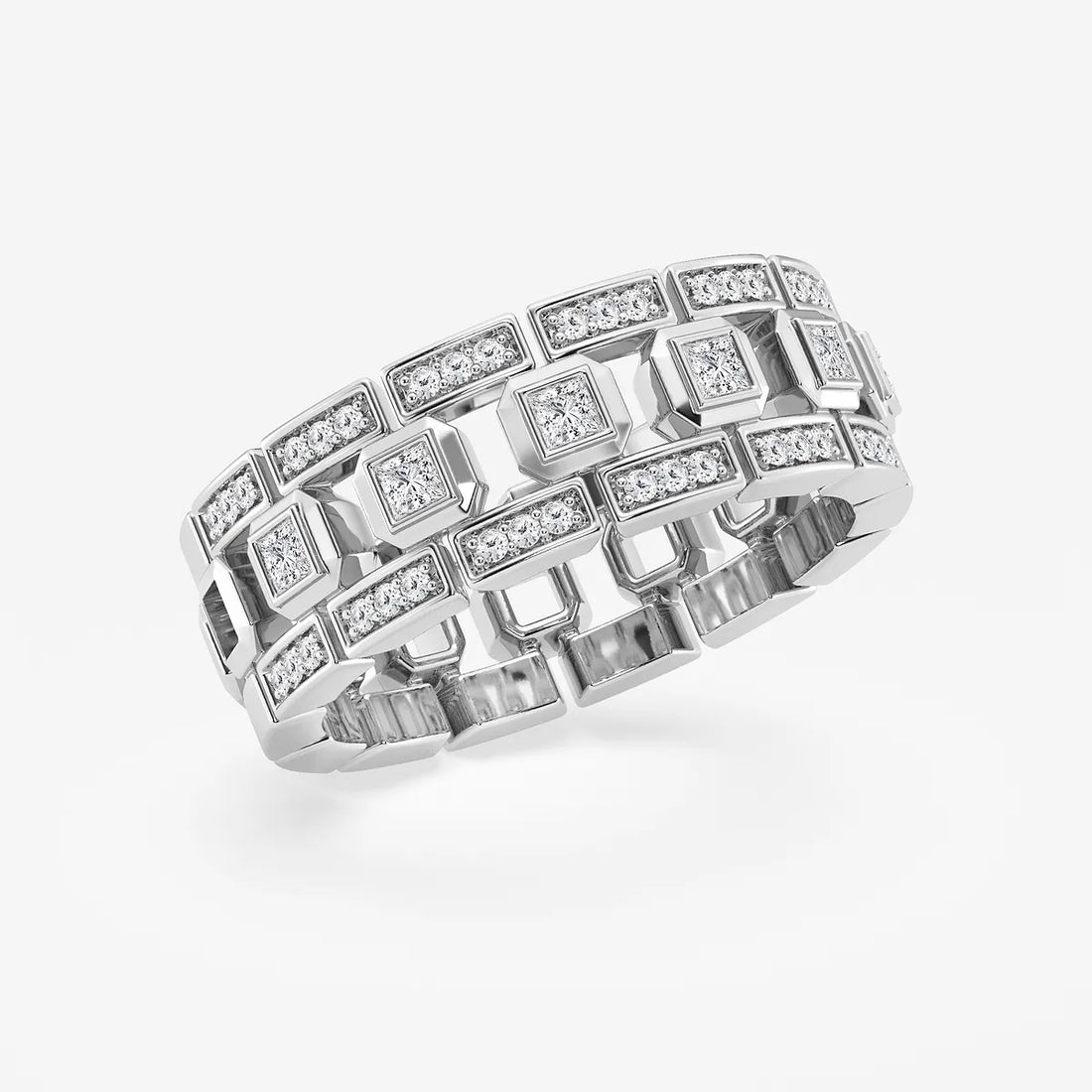 Vertex Princess Cut Lab-Grown Diamond Modern Bezel Wedding Band