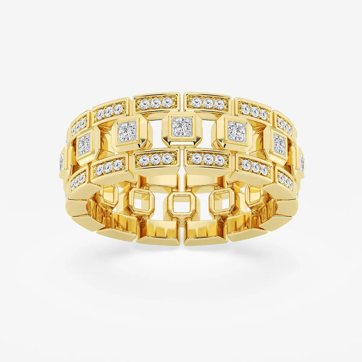 Vertex Princess Cut Lab-Grown Diamond Modern Bezel Wedding Band