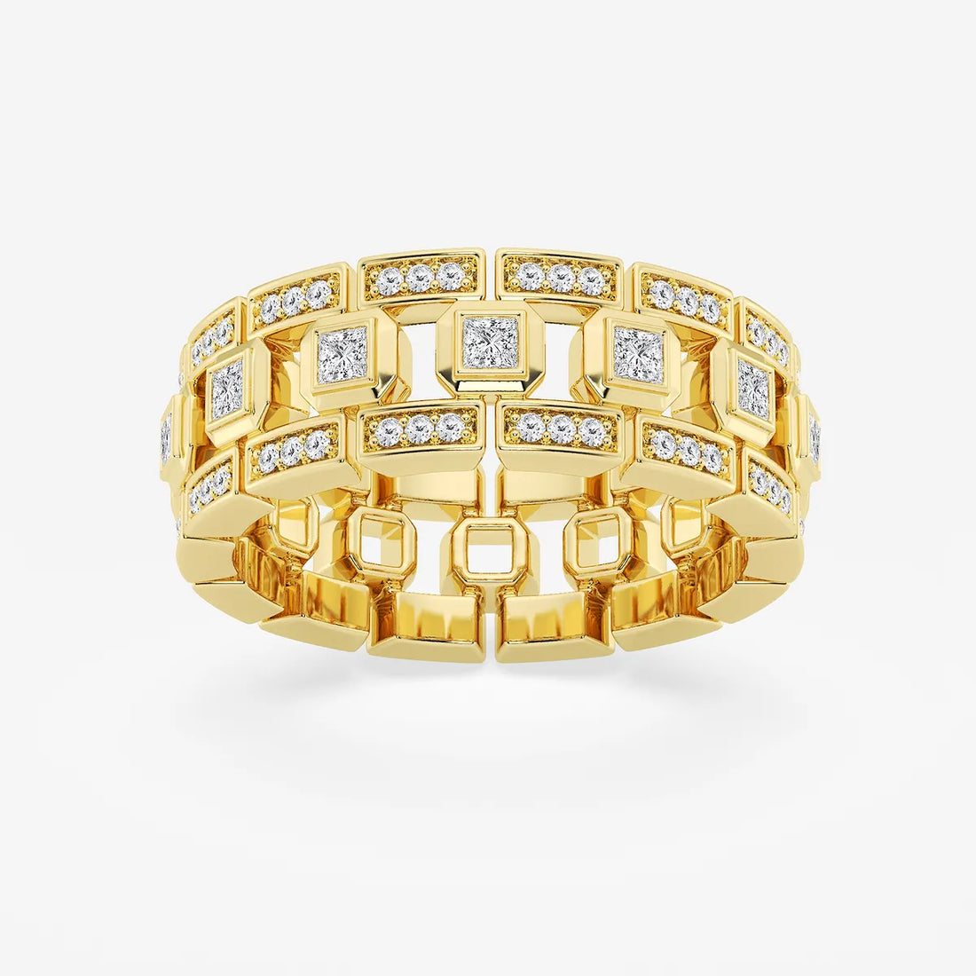Vertex Princess Cut Lab-Grown Diamond Modern Bezel Wedding Band
