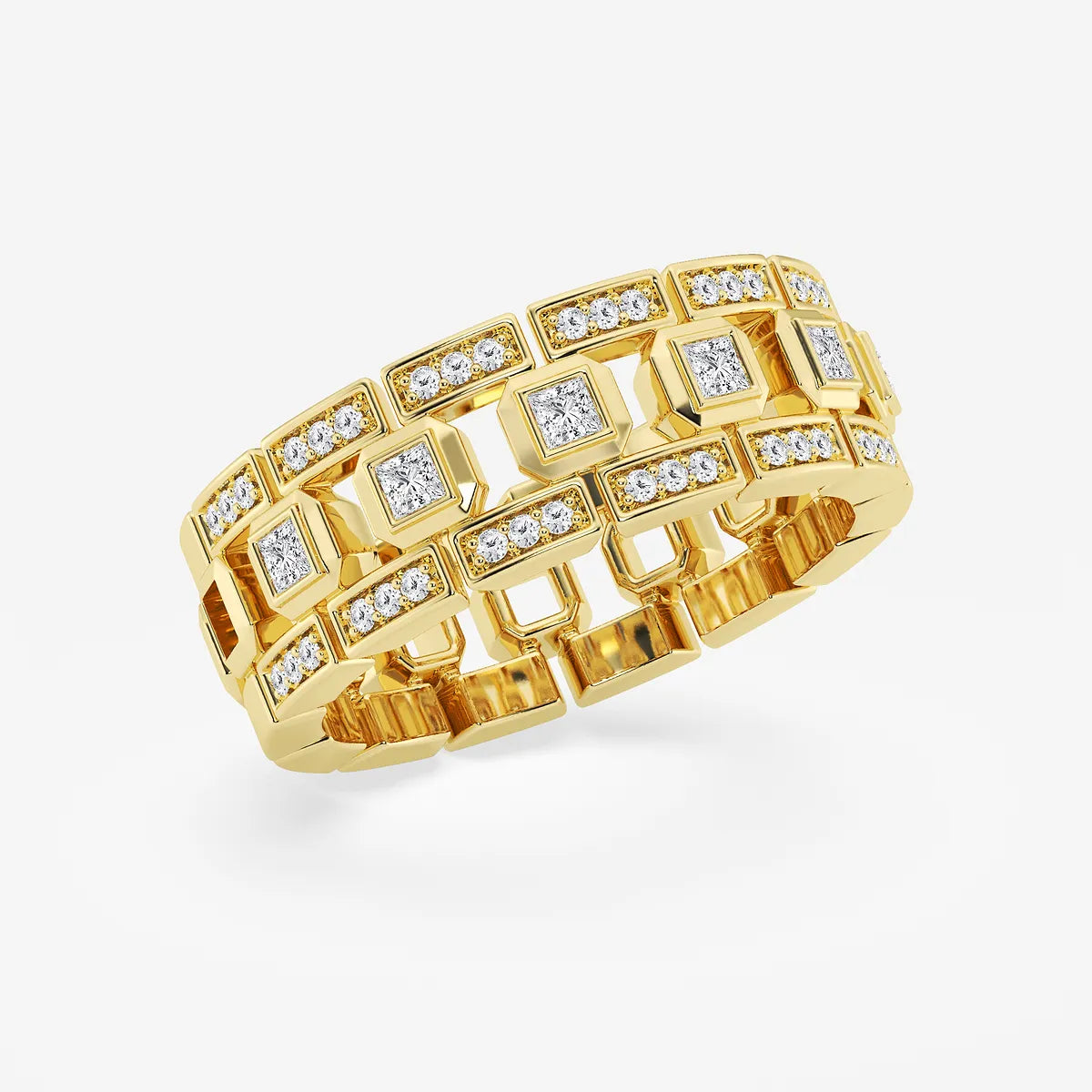 Vertex Princess Cut Lab-Grown Diamond Modern Bezel Wedding Band