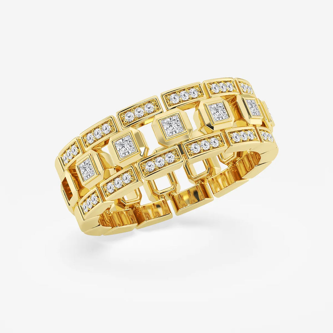 Vertex Princess Cut Lab-Grown Diamond Modern Bezel Wedding Band