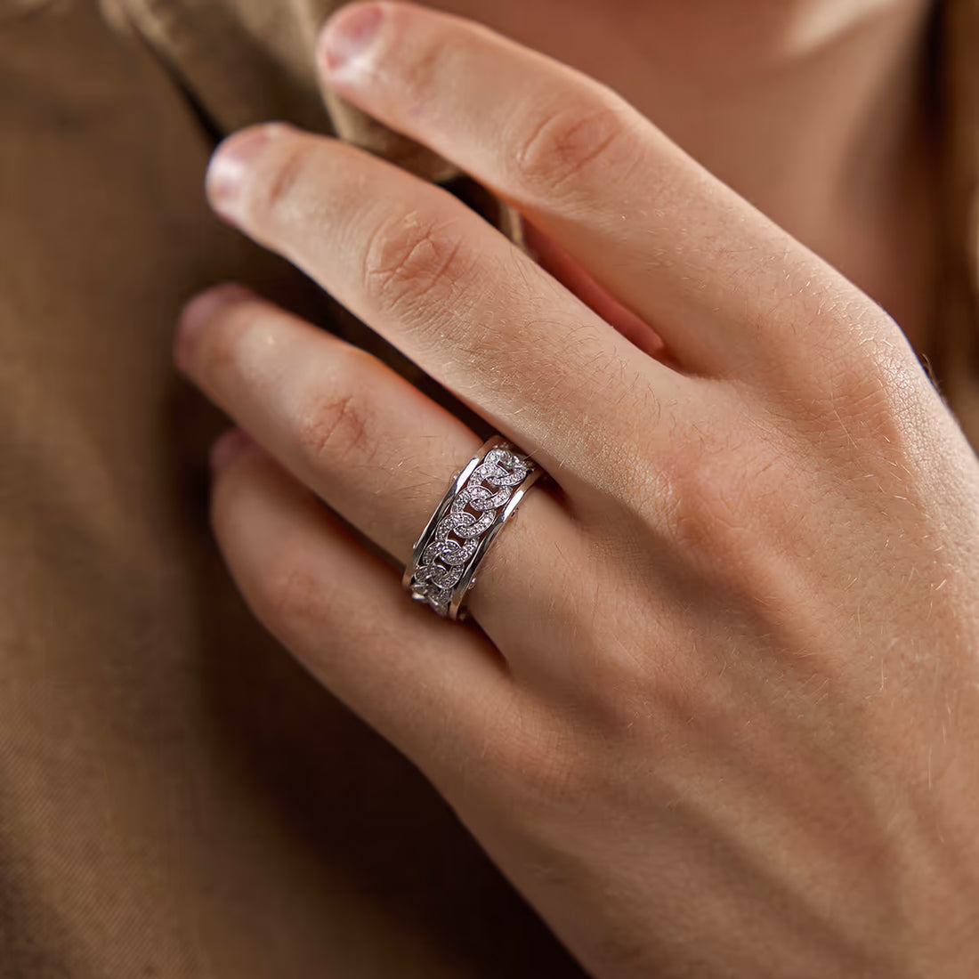Statement Cuban Link Pave Diamond Eternity Band