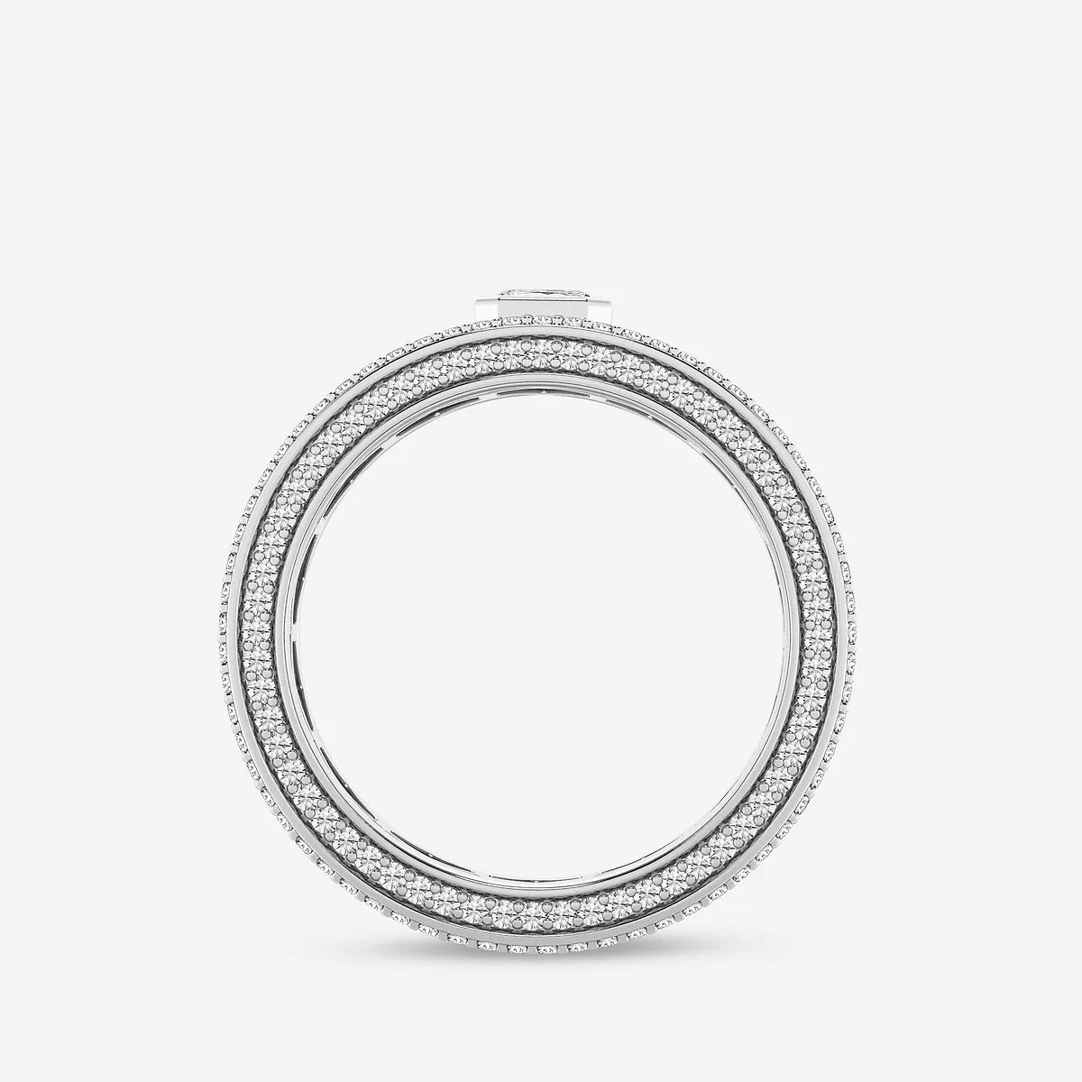 Modern Asscher Lab Grown Diamond Bezel Set Eternity Band in Yellow Gold