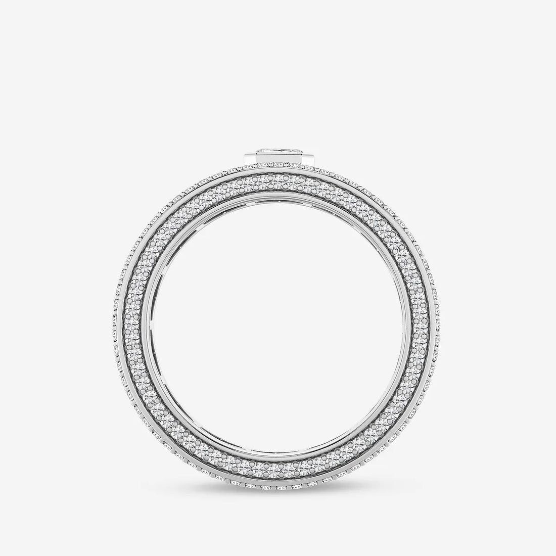 Modern Asscher Lab Grown Diamond Bezel Set Eternity Band in Yellow Gold