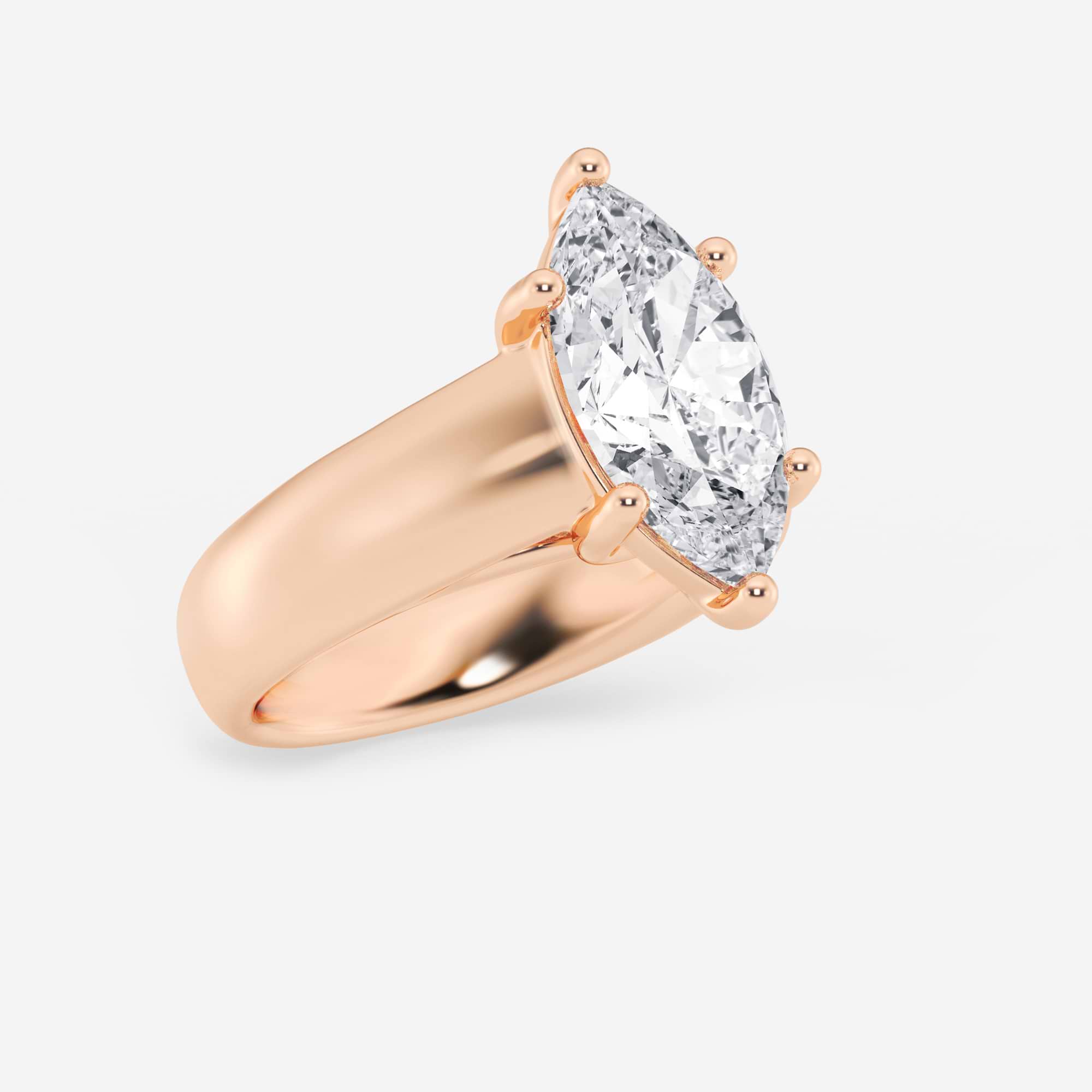 Imperial Marquise Lab-Grown Diamond Wide Shank Solitaire Engagement Ring