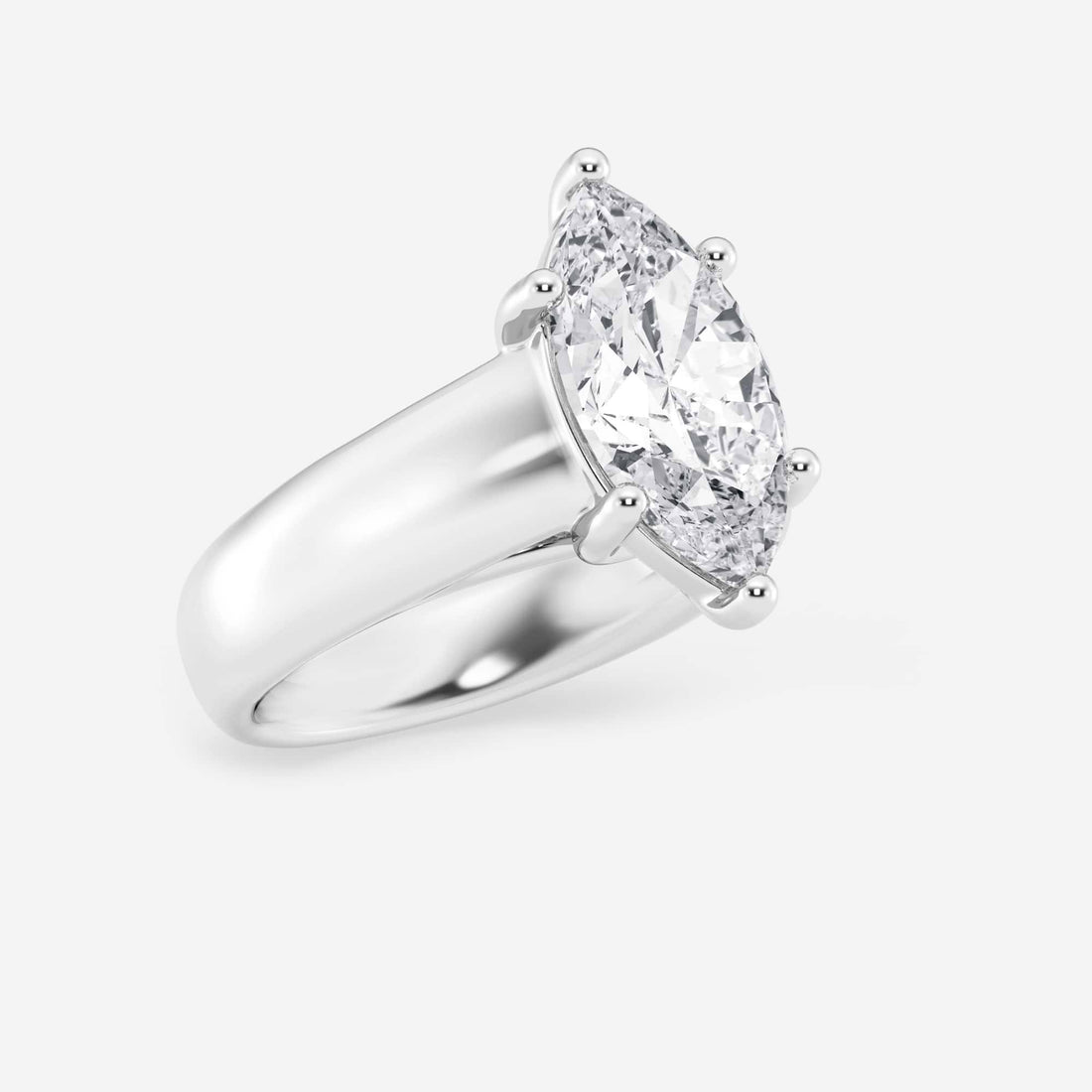 Imperial Marquise Lab-Grown Diamond Wide Shank Solitaire Engagement Ring
