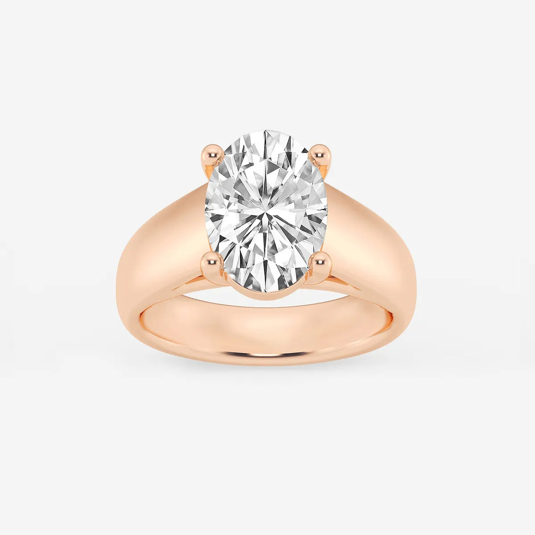 Oval Cut Lab-Grown Diamond Solitaire Engagement Ring with Wide Tapered Band