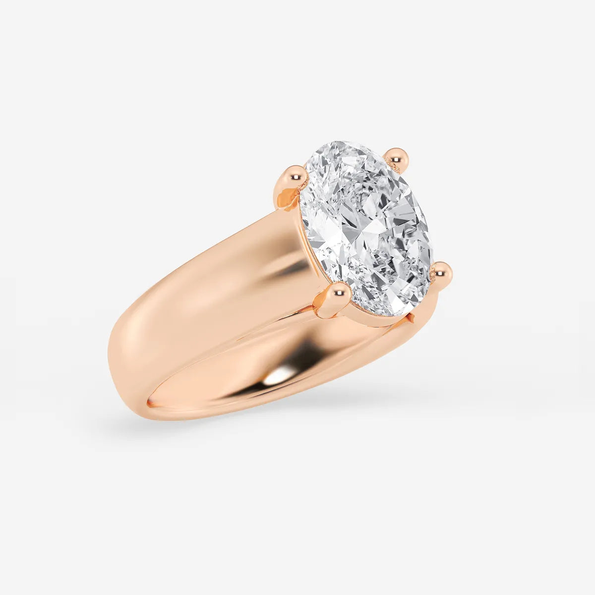 Oval Cut Lab-Grown Diamond Solitaire Engagement Ring with Wide Tapered Band