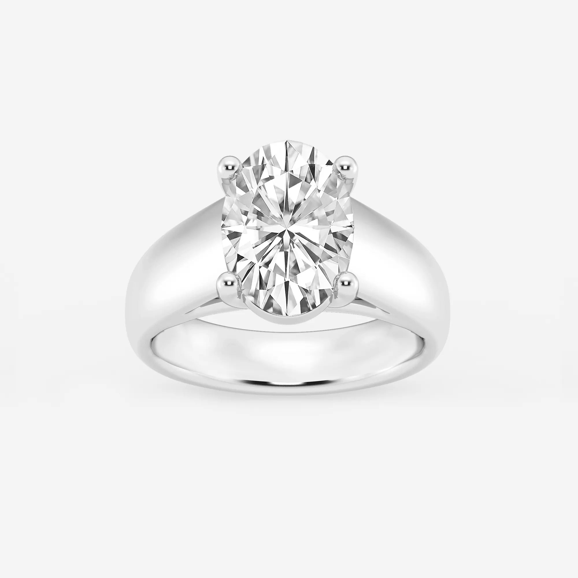 Oval Cut Lab-Grown Diamond Solitaire Engagement Ring with Wide Tapered Band